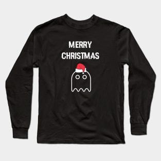 Pacman Ghost Merry Christmsa Long Sleeve T-Shirt